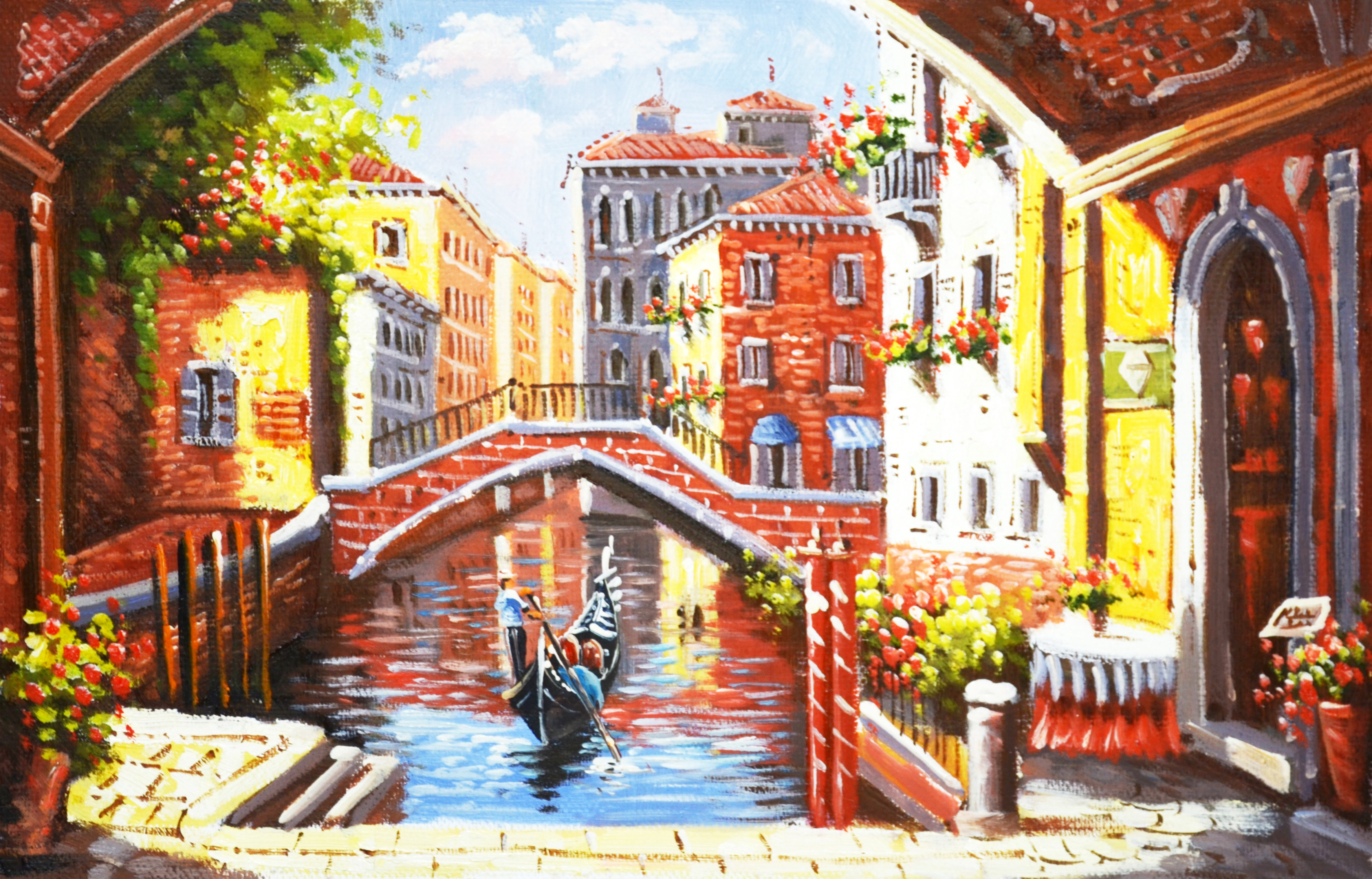 Hand-painting Colorful Venice Oil Painting Large Living Room